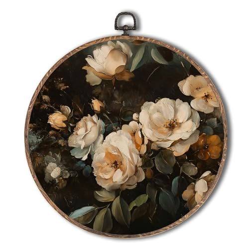 Yorhifa Gerahmte Wandkunst, Vintage-Blume, dunkle Cottagecore-Blume, runde Wandkunst, dunkle Stimmungsrose, runde Wanddekoration, rustikale Landblume, Kreis, Leinwand-Kunstwerk, Hängedekoration, 25,4 Yorhifa Gerahmte Wandkunst, Vintage-Blume, dunkle Cottagecore-Blume, runde Wandkunst, dunkle Stimmungsrose, runde Wanddekoration, rustikale Landblume, Kreis, Leinwand-Kunstwerk, Hängedekoration, 25,4 von Yorhifa
