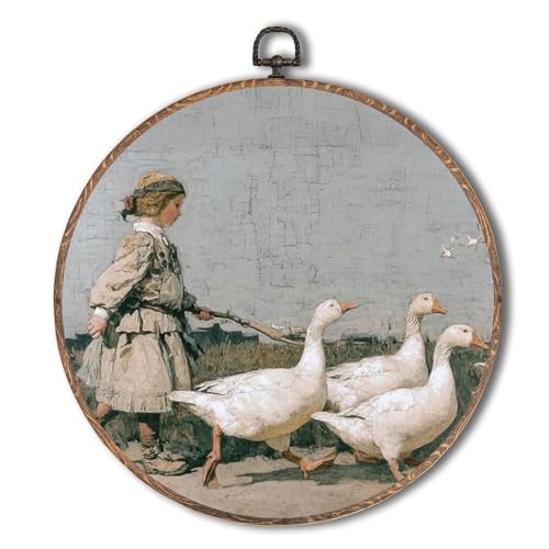 Yorhifa Gerahmte Wandkunst, Vintage-Ente, rustikales Bauernhaus-Mädchen, Ente, runde Wandkunst, Landhauslandschaft, runde Wanddekoration, Cottagecore Bauernhoftiere, Kreis, Leinwand-Kunstwerk Yorhifa Gerahmte Wandkunst, Vintage-Ente, rustikales Bauernhaus-Mädchen, Ente, runde Wandkunst, Landhauslandschaft, runde Wanddekoration, Cottagecore Bauernhoftiere, Kreis, Leinwand-Kunstwerk von Yorhifa