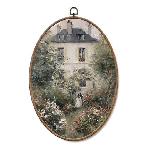 Yorhifa Gerahmte Wandkunst, Vintage-Stil, französisches Landhaus, Landhausstil, ovale Wandkunst, Blumengarten, Landschaft, ovale Wanddekoration, rustikales Leinwand-Kunstwerk, Hängedekoration, 21,6 x Yorhifa Gerahmte Wandkunst, Vintage-Stil, französisches Landhaus, Landhausstil, ovale Wandkunst, Blumengarten, Landschaft, ovale Wanddekoration, rustikales Leinwand-Kunstwerk, Hängedekoration, 21,6 x von Yorhifa