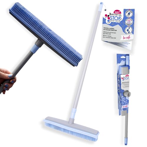 York Besen und Kehrschaufel Set Praktisch und Zuverlässig Gummibesen mit Kehrblech und Bürste Besen mit Stiel für Tierhaare Kehrgarnitur von York Bacteria Stop
