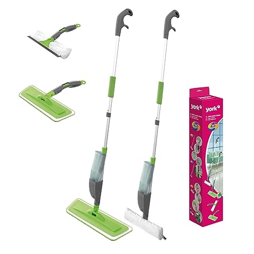York Bodenwischer Fensterputzer Set Wischmopp Sprühwischer Mop 4in1 Fensterreiniger Sprühfunktion Tank 500 ml Teleskopstiel 110 cm Sprühmopp Spray&Collect, Grün-grau York Bodenwischer Fensterputzer Set Wischmopp Sprühwischer Mop 4in1 Fensterreiniger Sprühfunktion Tank 500 ml Teleskopstiel 110 cm Sprühmopp Spray&Collect, Grün-grau von York