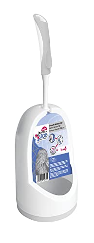 York Bacteria Stop Klobürste Toilettenbürste Mit Randreiniger WC Bürste Mit Halter WC Garnitur Hygienisch mit Zinkmakromoleküle Weiß Grau Bacteria Stop Griff 38 cm von York Bacteria Stop