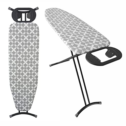 York Bügelbrett 120x42 cm 'Family Helpful' - Bügeltisch für Dampfbügelstation - Ironing Board Höhenverstellbar - Stabile Bügelbretter mit Bügelbrettbezug aus Baumwolle (1 Stk) - Greycircles von York