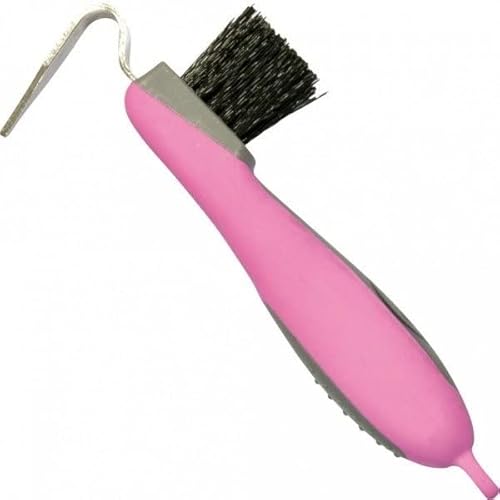 York Hufkratzer Axel für Pferde Grooming Tools Pferdehufkratzer mit Gummi Handgriff (rosa-grau) von York