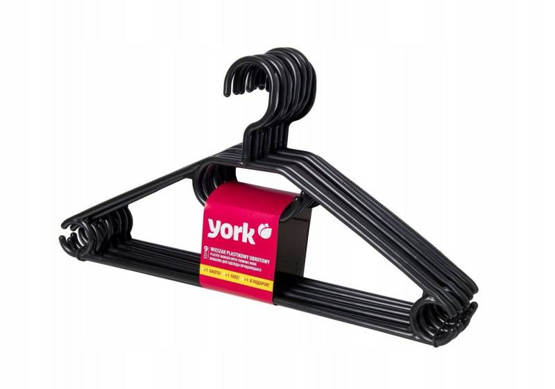 York Kleiderhaken Kleiderbügel aus Kunststoff, 9 + 1 frei drehbar von York