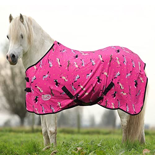 York Pony Abschwitzdecke mit Kreuzgurt Horsi Fleecedecke Turnierdecke Pink (115 cm) von York