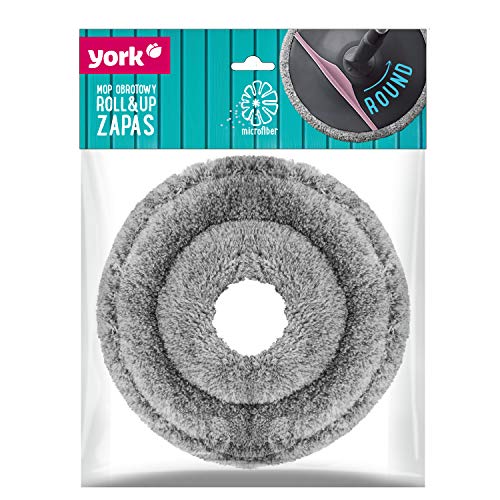 York Prestige York Ersatz zum Drehmopp ROLL&UP Klettwischbezug, grau und rosa, Mikrofaser-Wischköpf von York Prestige