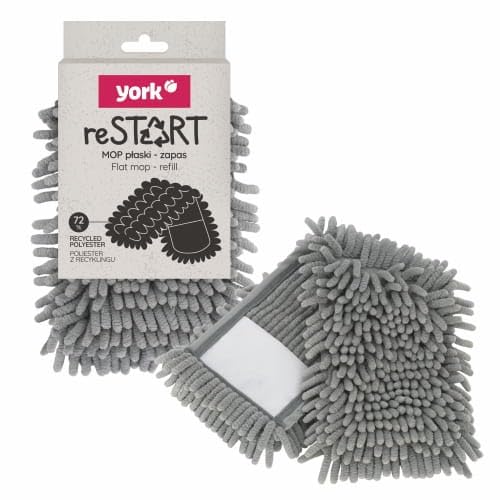 York Wischmopp Bezug Ersatzbezug Wischbezug Bodenwischer Flachmopp Mikrofaser Chenille Grau reSTART von York