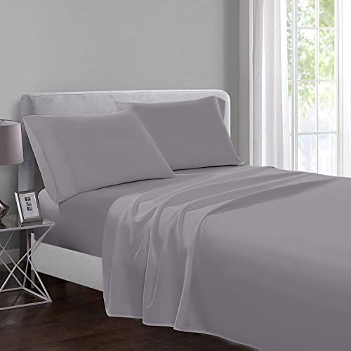 Yorkshire Bedding Bettlaken für Doppelbett, 100 % ägyptische Baumwolle, Fadenzahl 200, atmungsaktiv und lichtbeständig, Hotelqualität, graue Bettwäsche (225 cm x 275 cm) von Yorkshire Bedding