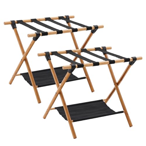 Yosamy Kofferständer Klappbar Groß, 2 Stück, Gepäckträger, Doppelschichtiger Gepäckablage mit 4 Gurten, Kofferhocker für Hotel & Zuhause, 64x45x52CM von Yosamy