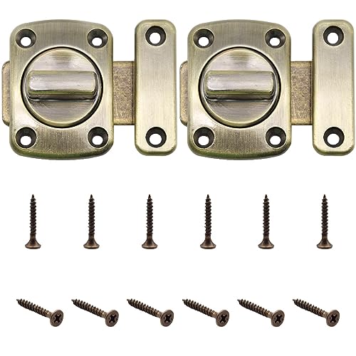 Yosawo 2 Stück Türriegel Latch Drehbolzen Türschloss Torschlösser Sicherheitstürschieberschloss mit Schrauben für Badezimmertür Schranktür（Bronze/S） von Yosawo