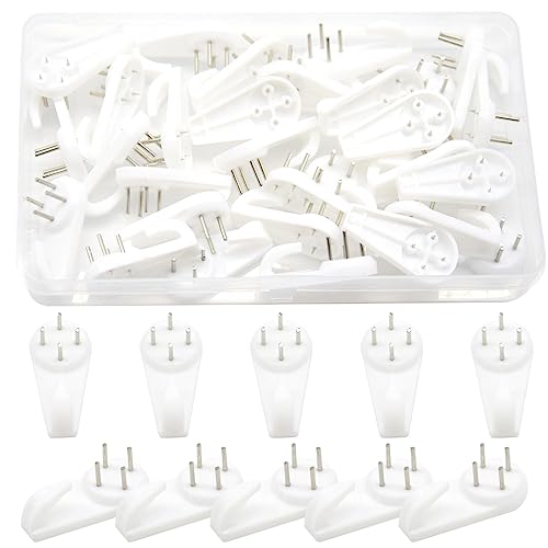 Yosawo 30 Stück Spurenlose Wandhaken Bilderhaken Ohne Bohren Bildaufhänger für Aufhängen von Bildern, Uhren, Rahmen, Spiegeln, Wandhaken （39mm） von Yosawo