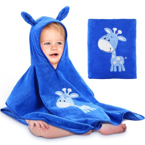 Yosemy Baby Handtuch Kapuze 100% Baumwolle - Oeko TEX - Kapuzenhandtuch Badeponcho Kinder Babyhandtuch mit Kapuze Weich & Super Saugfähig 0-3 Jahre-Giraffen von Yosemy