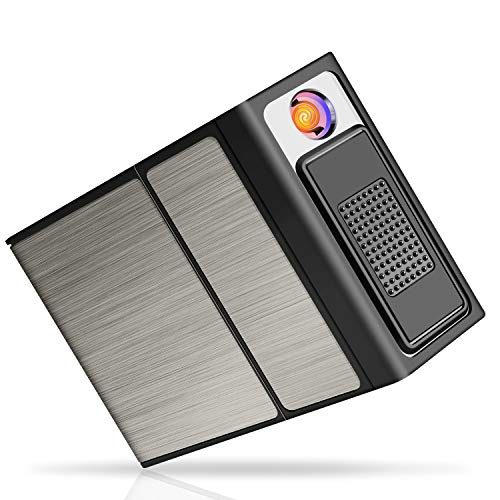 Yosemy Zigarettenetui mit Feuerzeug 2-in-1 Aluminium Zigarettenbox Elektronisches Integriertem Flammenlose Feuerzeug Aufladbar Zigarettenschachtel, Schwarz Yosemy Zigarettenetui mit Feuerzeug 2-in-1 Aluminium Zigarettenbox Elektronisches Integriertem Flammenlose Feuerzeug Aufladbar Zigarettenschachtel, Schwarz von Yosemy