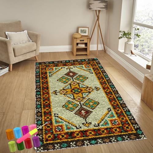 Knüpfteppich Zum Selber Knüpfen-Sets Groß Latch Hook Rug, Handarbeit Selbst Knüpfen Set, Vorgedrucktes Muster Leinwand Teppich Stickerei Handwerk Für Erwachsene Handarbeiten Diy Teppich 90 x 120 cm von YosetomhLvey