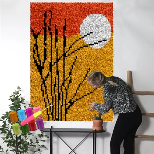 Knüpfteppich Zum Selber knüpfen, 80 x 115 cm Teppich Set mit Werkzeug Knüpfsets Latch Hook Kit für Erwachsene, DIY Teppich Making Kit, Basteln Teppich, Knüpfhaken Teppich Handarbeit für Home Decor von YosetomhLvey