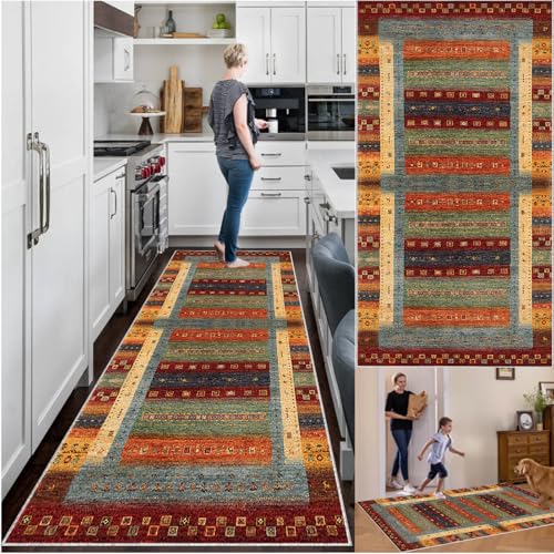 Küchenteppich rutschfest Waschbar Teppich Läufer Flur Küchen Teppiche Läufer Fußmatte Lang Flurläufer Teppichläufer Flur Läufer für Eingang Küche Schlafzimmer Wohnzimmer Runner Rug 120 x 180 cm von YosetomhLvey