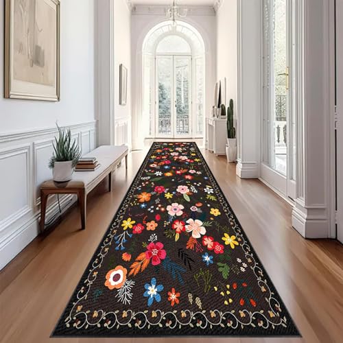Teppich Flur Läufer Küchen Teppiche Läufer Küchenteppich Teppichläufer Flur Fußmatte Lang Entryway Runner Teppich Küchenläufer Matte Waschbar rutschfest Wohnzimmer Schlafzimmer Teppiche 60 x 380 cm von YosetomhLvey