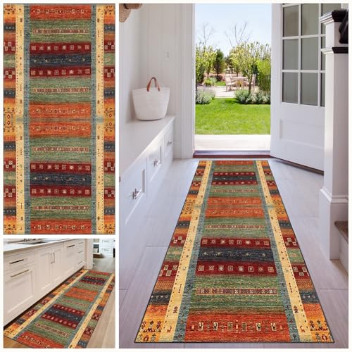Teppich Läufer Flur rutschfest Teppichläufer Flur Waschbar Küchenteppich , Fußmatte Lang Flurläufer, Teppich Läufer für Flur, Küche, Korridor, Schlafzimmer, Wohnzimmer Flur Teppich 90 x 250 cm von YosetomhLvey