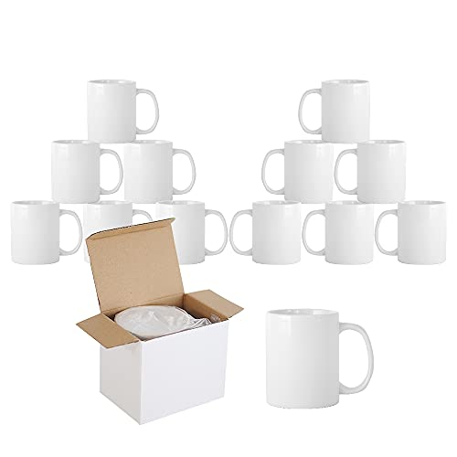 Yoshome Sublimationstassen, Weiße Tassen Personalisiert zum bemalen, 325ml Keramik Kaffeetasse Perfekt für Zuhause und Büro (Set 12er) von Yoshome