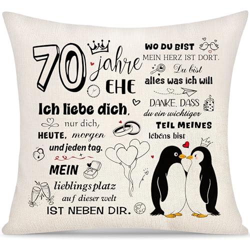 70 Jahre Ehe Hochzeitstag Kissenbezug Geschenk für Frauen Männer Geschenke zum 70.Hochzeitstag Jahrestag Valentinstag Kissenbezüge für Ehefrau Ehemann Mama Papa Oma Opa Tante Freunde (70. Jahrestag) von Yoskiasd