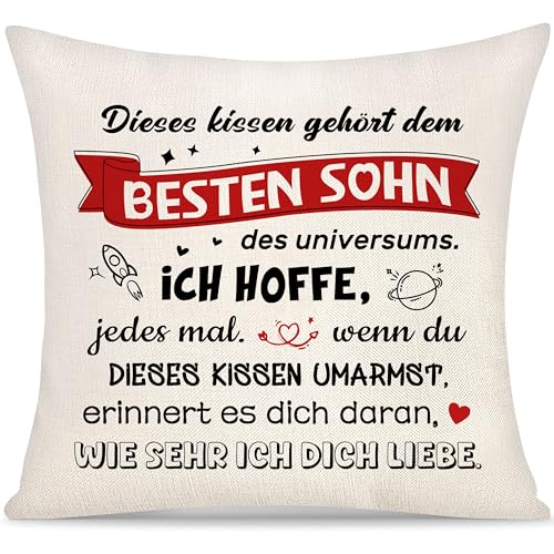 Dieses Kissen Gehört dem Besten Sohn des Universums Kissenbezug Geschenk für Sohn Männer Jungen von Mama Papa Inspirierend Graduierung Kissenbezug Geschenke Geburtstag von Yoskiasd