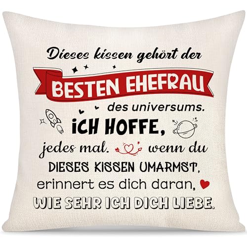 Dieses Kissen Gehört der Besten Ehefrau Kissenbezug Geschenk für Ehefrau Frauen Sie Geschenke von Ehemann Schatz Geschenke Hochzeitstag Geburtstag von Yoskiasd