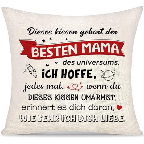 Dieses Kissen Gehört der Besten Mama des Universums Kissenbezug Geschenk für Mutter Frauen Geschenke von Tochter Sohn Dekorative Kissenbezug Geburtstag (Mama) von Yoskiasd