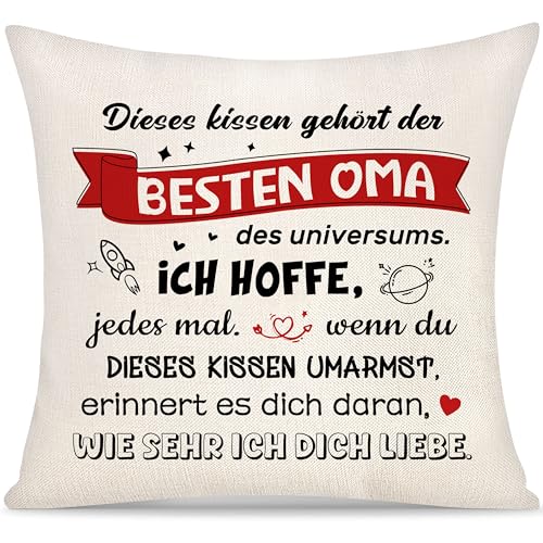 Dieses Kissen Gehört der Besten Oma des Universums Kissenbezug Geschenk für Großmütter Frauen Geschenke von Enkelin Enkel Dekorative Kissenbezug Geburtstag (Oma) von Yoskiasd