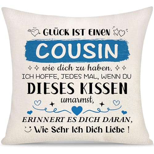 Yoskiasd Cousin Kissenbezug Geschenk für Männer Jungen Geschenke von Cousine Schwester Kissenbezug Inspirierendes Graduierung Geschenk Geburtstag Glück ist Einen Cousin Wie Dich zu Haben von Yoskiasd