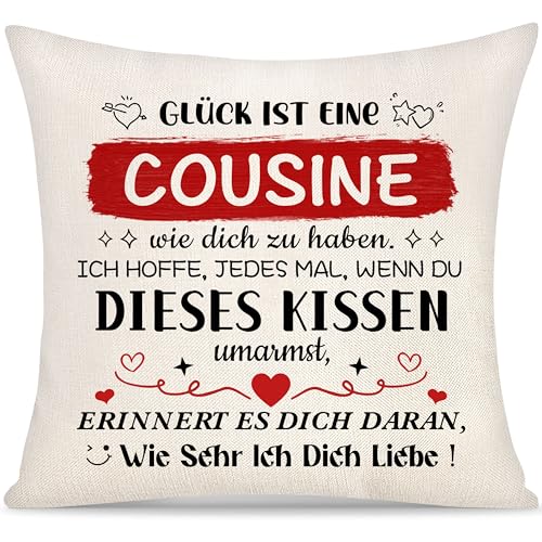 Yoskiasd Cousine Kissenbezug Geschenk für Frauen Mädchen Geschenke von Cousinen Cousins Kissenbezug Inspirierendes Graduierung Geschenke Geburtstag Glück ist Eine Cousine Wie Dich zu Haben von Yoskiasd