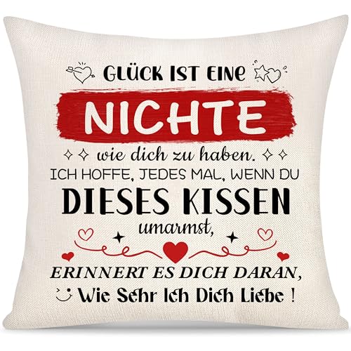 Yoskiasd Kissenbezug Geschenk für Nichte Frauen Mädchen Geschenke von Tante Onkel Kissenbezug Inspirierendes Graduierung Geschenk Geburtstag Geschenke Glück ist Eine Nichte Wie Dich zu Haben von Yoskiasd