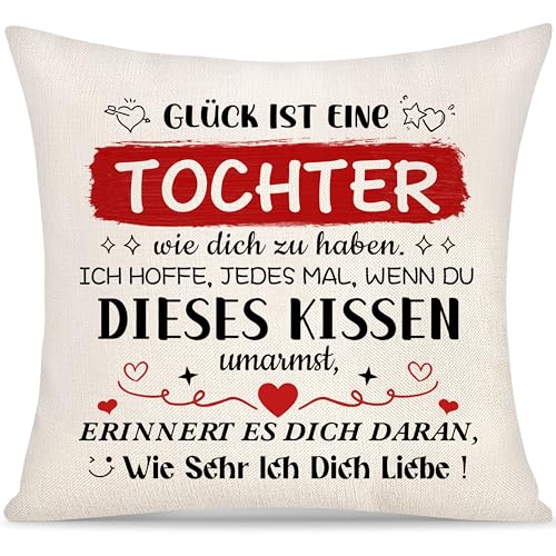 Yoskiasd Kissenbezug Geschenk für Tochter Frauen Mädchen Geschenk von Mama Papa Kissenbezug Inspirierendes Graduierung Geschenk Geburtstag Geschenke Glück ist Eine Tochter Wie Dich zu Haben von Yoskiasd