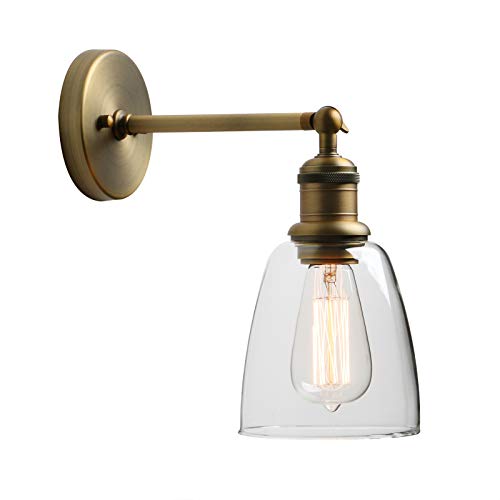 Yosoan Glocken-Klar Glas Wandleuchten Vintage Industrie Loft-Wandlampen Antik Deko Design Wandbeleuchtung Badezimmerleuchte, Badezimmerlampe, Innenleuchte, spritzwassergeschützt (antike Farbe) von Yosoan