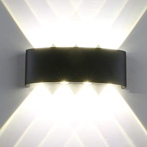 Yosoan LED-Wandleuchte Up&Down Wandleuchte Außenwandleuchte inkl. 8x 1W Natürliches Weiß Lichtstrahl Leuchtmittel Außenleuchte Außenlampe Wandlampe für Innen und Außen (8 * 1W 4000K) von Yosoan