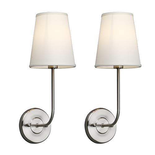 Yosoan Wandlampe Beige Trichter Stoffschirme Wandleuchte Einfache Moderne Mode Kreative Wandleuchte mit Stoffschirme (2 Stücke Gebürsteter Edelstahl Farbe) von Yosoan