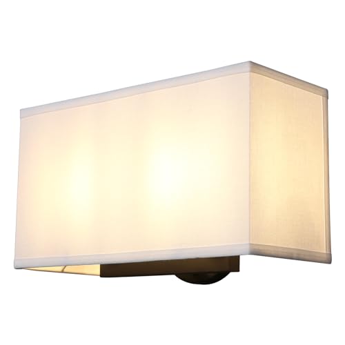 Yosoan Wandleuchte Stoffschirme Wandlampe Moderne Kreative Wandleuchten mit E27 für Spiegel, Wohnzimmer, Schlafzimmer und Treppe (1 Stk weißem Stoffschirme) von Yosoan