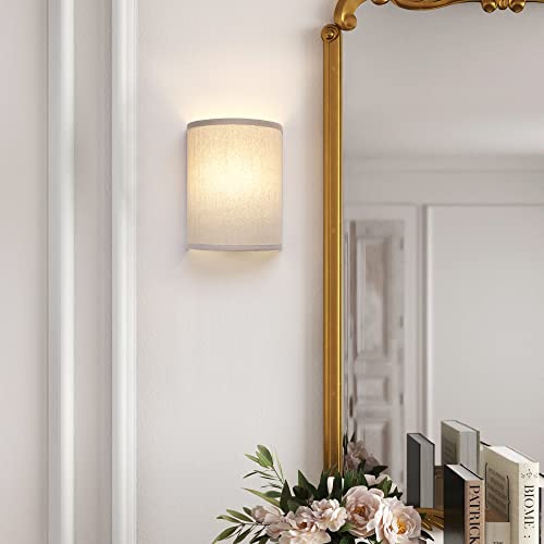 Yosoan Wandleuchte mit Halbkreis Stoffschirme Wandlampe Lampe Wandleuchten mit E27 für Spiegel, Wohnzimmer, Schlafzimmer und Treppe (1 Stk mit Leinen Stoffschirme) von Yosoan