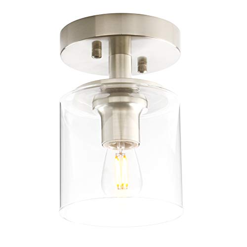 Yosoan klar Glas Vintage Look Deckenleuchte Pendelleuchte Hängeleuchte Vintage Industrie Loft-Pendelleuchte Hängelampen Hängeleuchte (Gebürsteter Edelstahl Farbe) von Yosoan