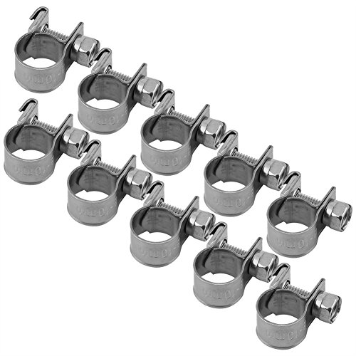 10 Stück schlauchschelles, Mini Kraftstoffleitung Rohrschellen, Edelstahl Mini Kraftstoffleitung Schlauchschelle Clip 6mm-20mm Optionale Größe(8-10Mm) von Yosoo Health Gear