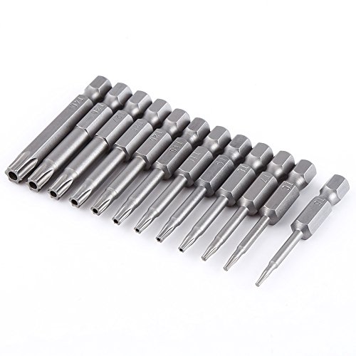 12-teiliges 1/4-Zoll-Schraubendreher-Bit-Set, Sternkopf-Bit, Sechskantschaft-Torx-Sicherheit, 50 Mm -Stahl, Magnetischer Sternkopf-Schraubendreher-Bit-Set, Metrisch, von Yosoo Health Gear