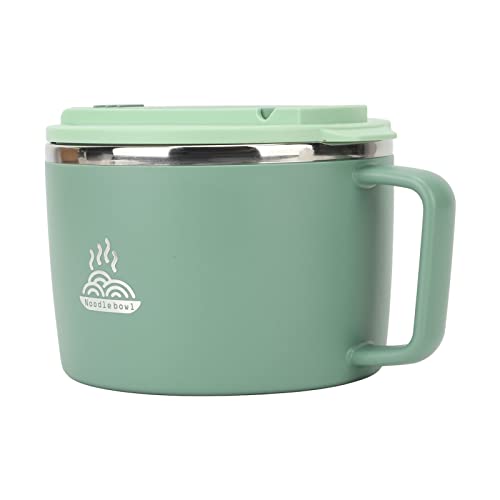 1200 Ml Schnelle Ramenschale mit Filterbarem Deckel, Edelstahl Nudelschüssel mit Essstäbchen und Spork, Tragbare Suppenschale Ramen Kocherschale für Büro (GREEN) von Yosoo Health Gear