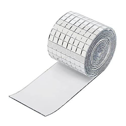 3 Stück Spiegel-Mosaikfliesen, Selbstklebende Spiegelfliesen, Kleine Quadratische Aufkleber aus Echtem Glas, Disco für Ball-Bastelarbeiten, Heimdekoration, Silberfarben, 1464 von Yosoo Health Gear