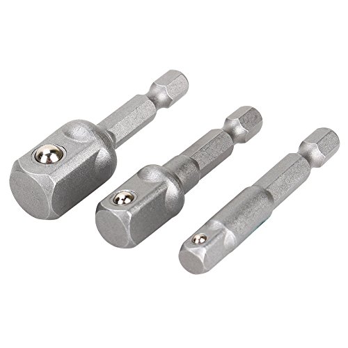 3-teiliges Bohrer-Stecknuss-Adapter-Set, Hand-Stecknuss-Set, Hex Quadratischem Sechskantschaft-Stecknuss auf 1/4 Zoll 3/8 Zoll 1/2 Zoll Schlagschrauber-Stecknuss von Yosoo Health Gear