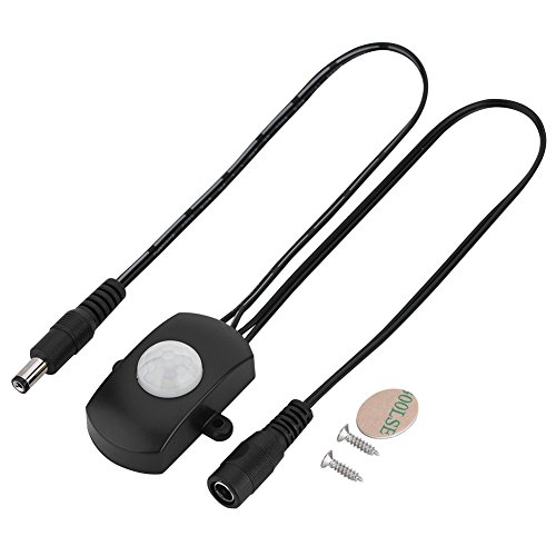 6V-24V Bewegungssensor Detektor Lichtschalter, 5A 12V PIR Sensorschalter mit Einstellbarer Verzögerungszeit, für LED-Beleuchtung, Automatischer Schalter(Schwarz) von Yosoo Health Gear