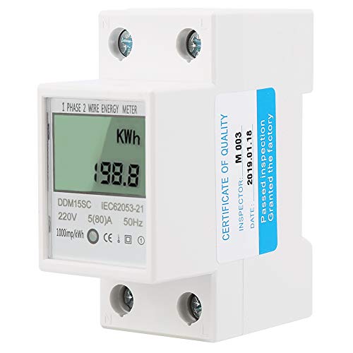 Digitaler Stromzähler, Einphasiger DIN-Schienen-Stromzähler 5-80A DDM15SC LCD-Digitalanzeige Elektronischer KWh-Zähler von Yosoo Health Gear