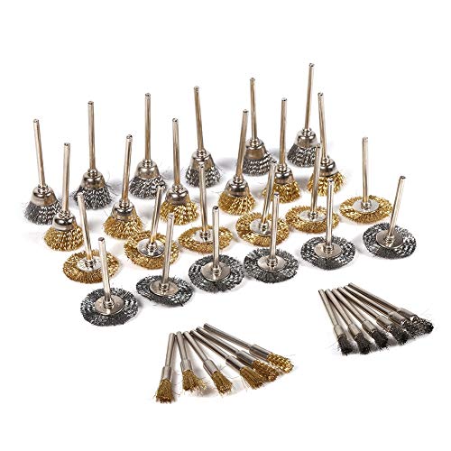 Drahtbürsten Set, Messingbürste Drahtbürste, Dremel Bürsten Set, Edelstahl-Drahtbürste, Mini Drahtbürsten Radbecher, 36 Teiliges Metallbürsten Metallbürstenaufsatz für Polieren Entrosten von Yosoo Health Gear