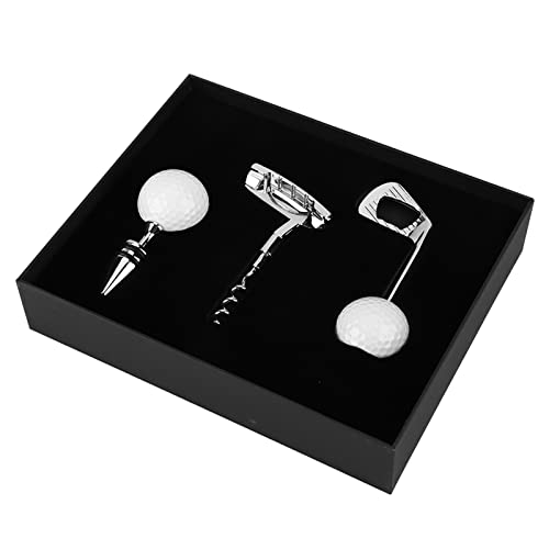 Golfförmiger Korkenzieher, Rotwein-Bierflaschenöffner-Set, Stopper, Getränkestopfen-Set, Champagner-Getränkewerkzeug für Golfliebhaber und Bierliebhaber von Yosoo Health Gear