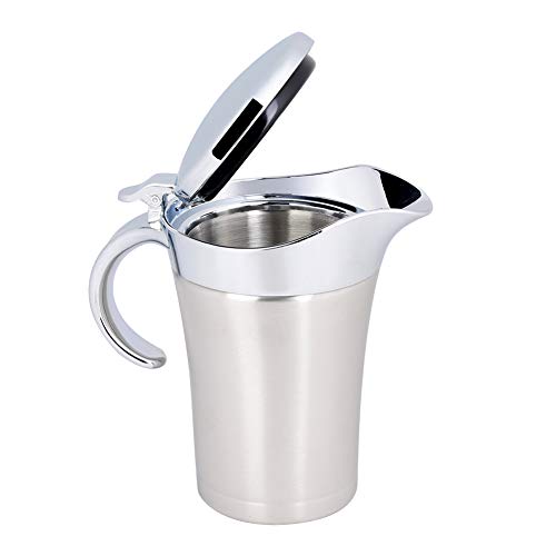 Isolierter Saucentopf, 304 Edelstahl, Doppelt Isolierte Sauciere mit Klappdeckel, Thermo-Sauciere, Doppelwandiger Servier-Saucenkrug für Soße, Ketchup, Salatdressing, Milch (Große 750ml) von Yosoo Health Gear