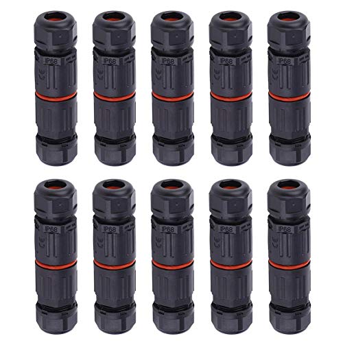 Kabelverbinder 3 Polig Wasserdicht, Abzweigdose Ip68, Stecker Outdoor, Wasserdichter Klemmenblock, 10pcs Ip68 Kabelstecker Unterirdische Anschlussdose für 3 Poliges Elektrokabel 0.5mm²~2.0mm von Yosoo Health Gear